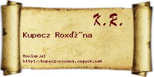 Kupecz Roxána névjegykártya